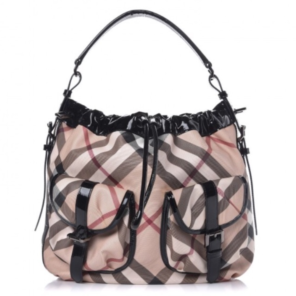 Burberry supernova check drawstring hobo